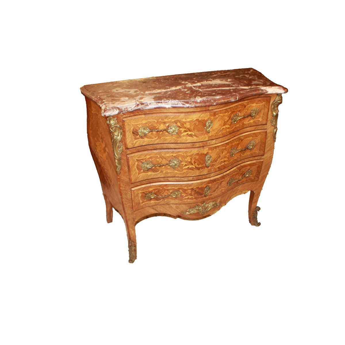 19th-century French Louis XV-style Chest Of Drawers With Rich Inlay Work