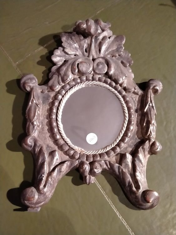 Petits miroirs italiens anciens des années 1700 en bois sculpté de la Mecque-photo-2