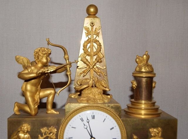 Empire-style Table Clock Featuring Cupid And The Muses In Mercury-gilded Bronze-photo-2