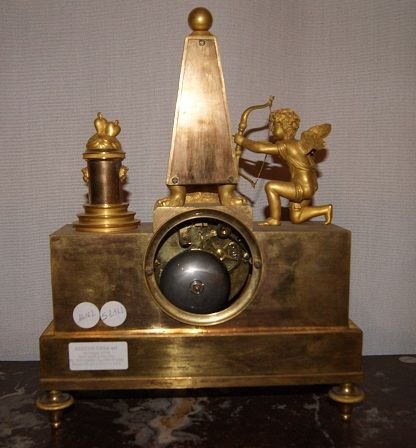 Empire-style Table Clock Featuring Cupid And The Muses In Mercury-gilded Bronze-photo-2