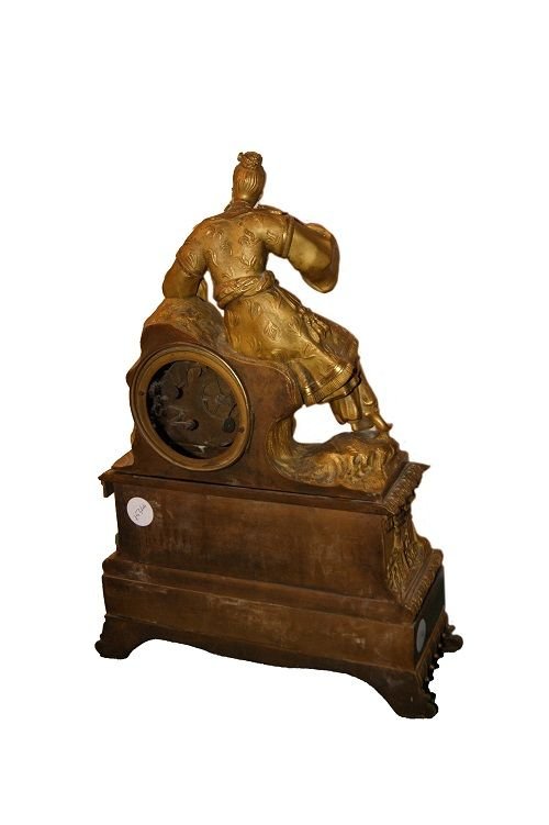 Pendule ancienne de style Empire français du 19ème siècle en bronze doré-photo-4