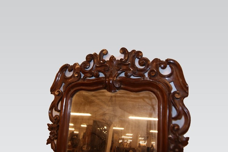 Miroir de style Louis Philippe en bois d'acajou richement sculpté-photo-2