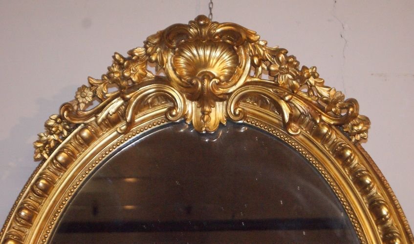 Vertical Oval French Mirror With Cornice-photo-2