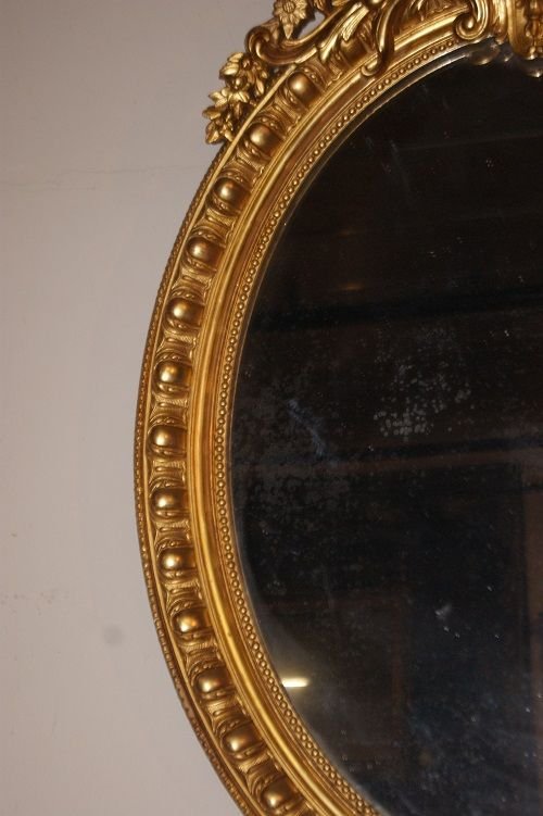Vertical Oval French Mirror With Cornice-photo-3