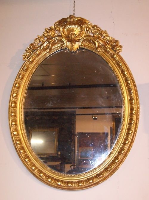Vertical Oval French Mirror With Cornice