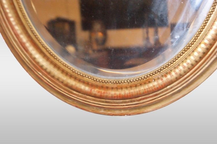 Oval French Gilded Mirror With A Cornice-photo-3