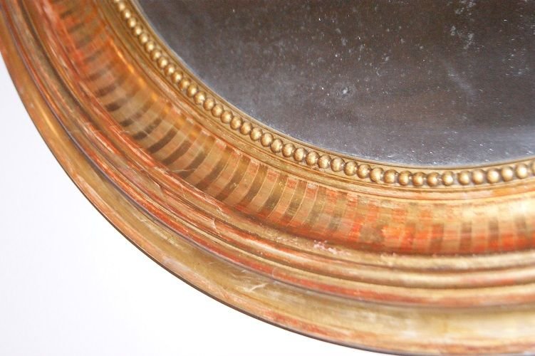 Oval French Gilded Mirror With A Cornice-photo-4