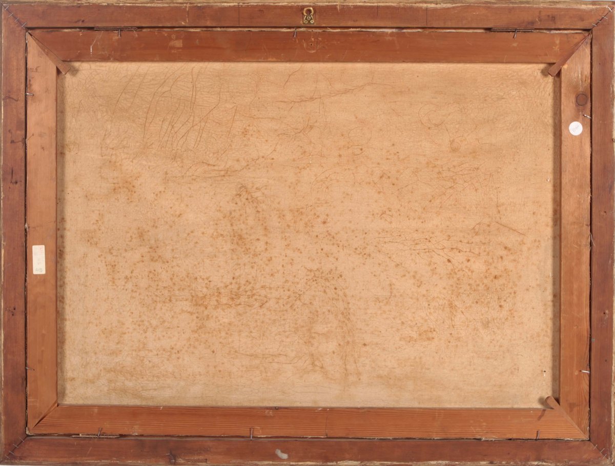 Huile sur toile anglaise ancienne de 1800 à 1900 représentant un paysage rural-photo-4