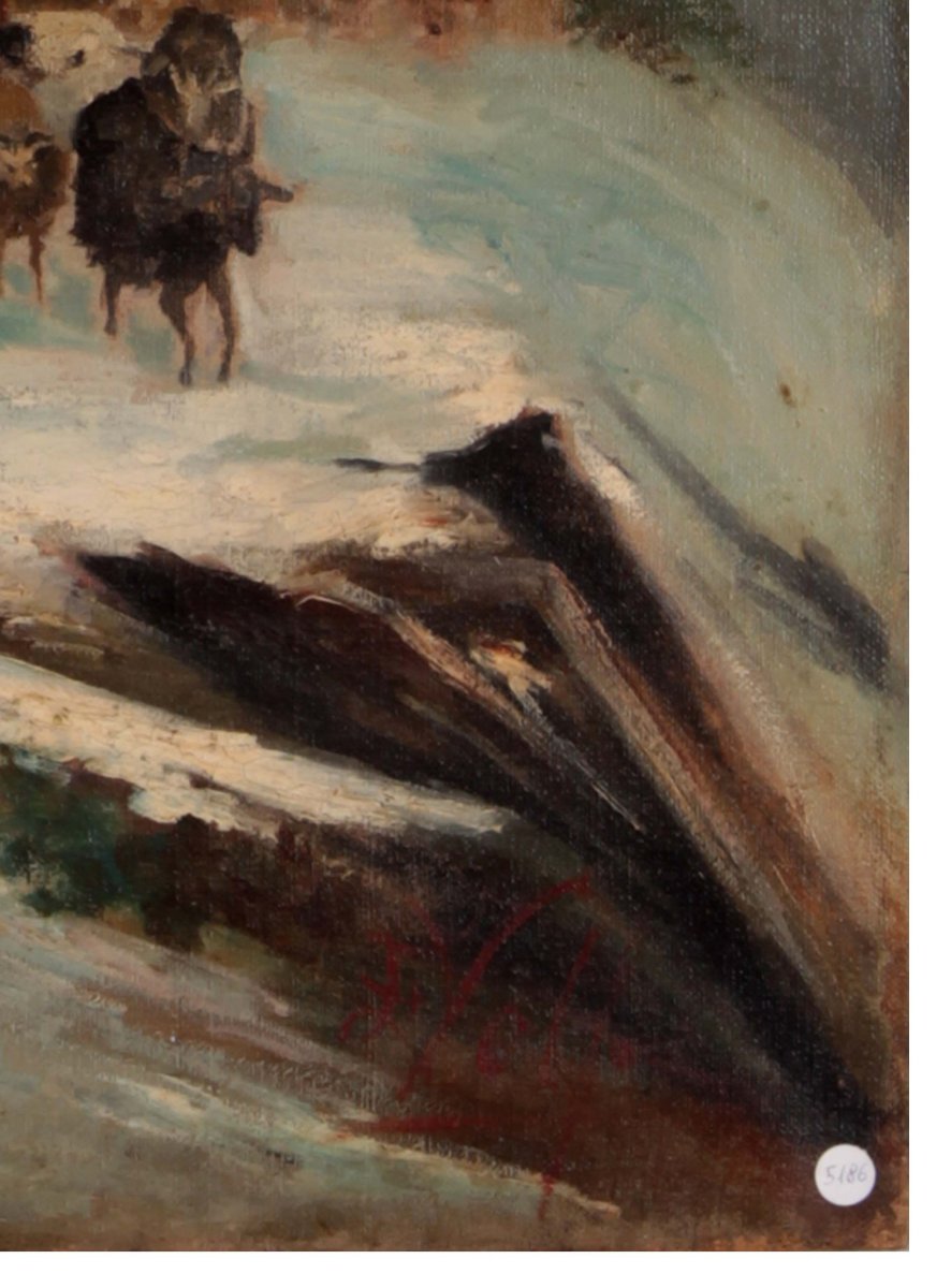 Oil On Canvas: Animals In A Snowstorm-photo-4