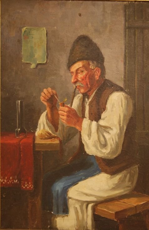 Peinture à l'huile ancienne sur toile signée Andor G. Horvath du début des années 1900-photo-4