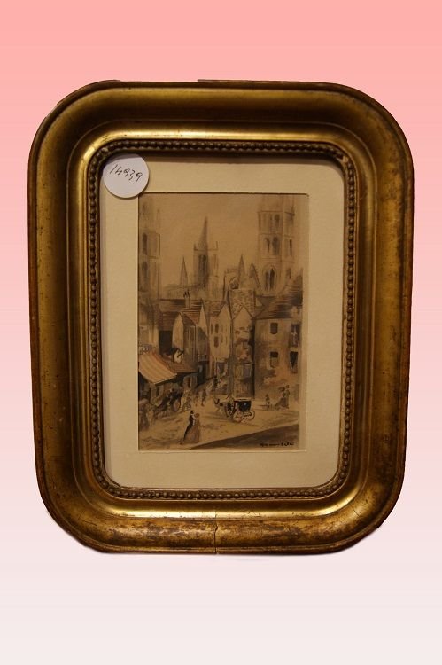 Paire d'aquarelles françaises-photo-2