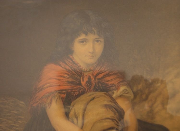 Estampe couleur antique de 1800 d’Edwin Longsden Long  Mliss -photo-3