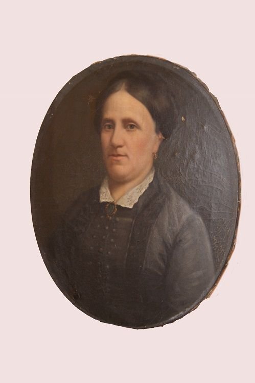 Oil On Canvas, Oval Portrait Of A Woman