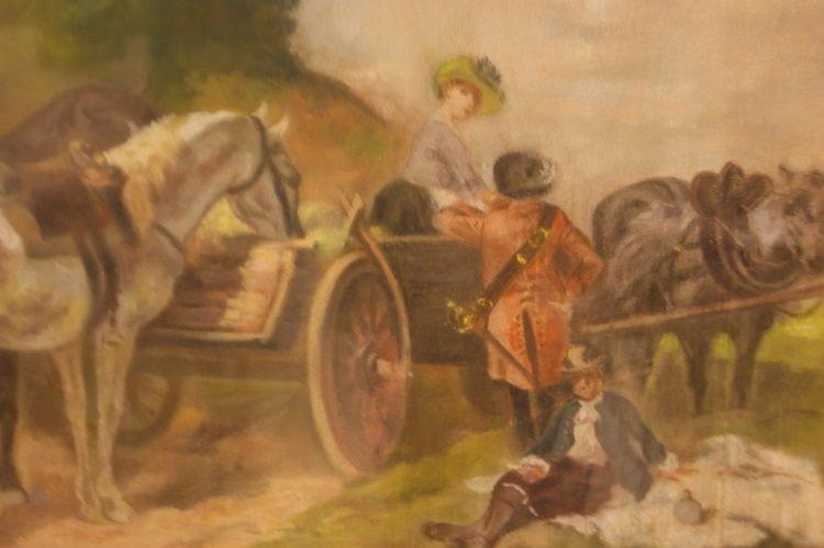 Pastel Drawing Depicting A Chariot And Figures-photo-3