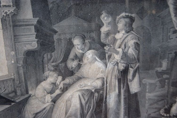 Estampe française de 1800 "La femme Ludropique"-photo-2