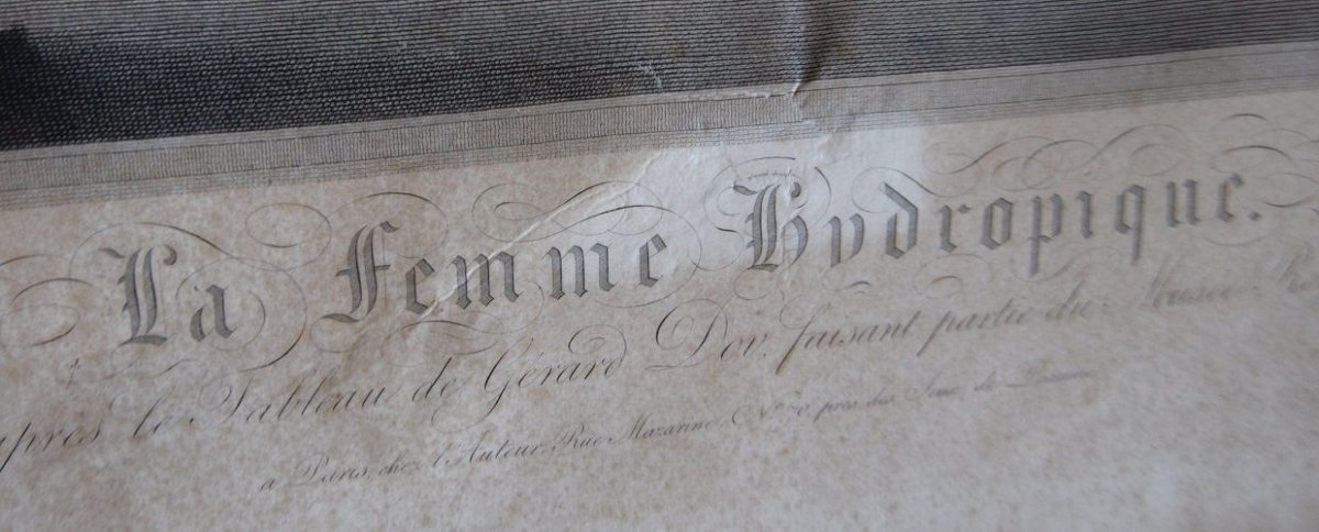 Estampe française de 1800 "La femme Ludropique"-photo-4