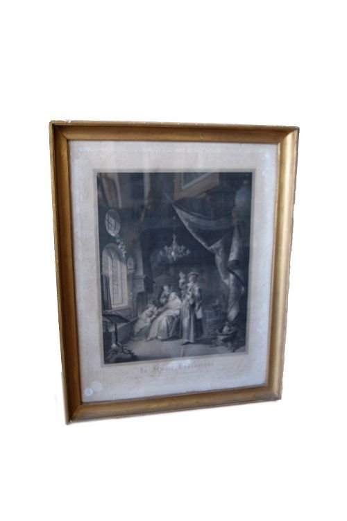 Estampe française de 1800 "La femme Ludropique"