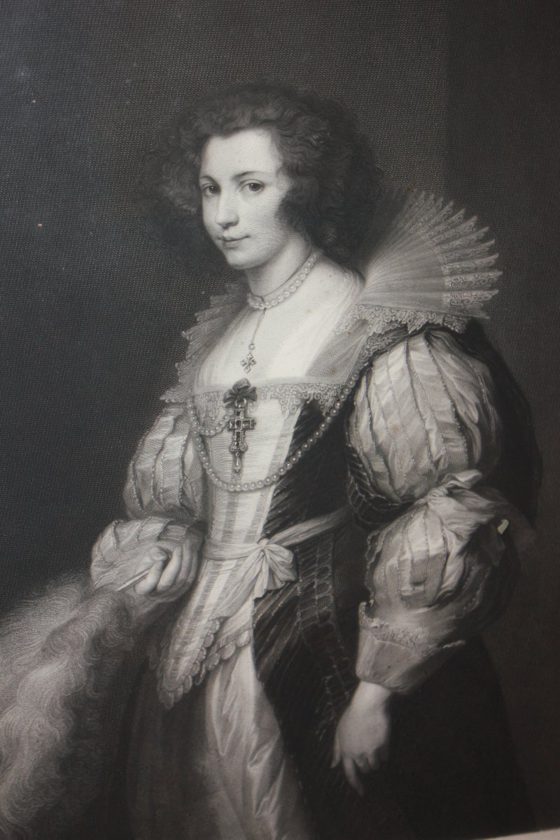 Gravure Française du XIXe Siècle Portrait d'une Dame-photo-3