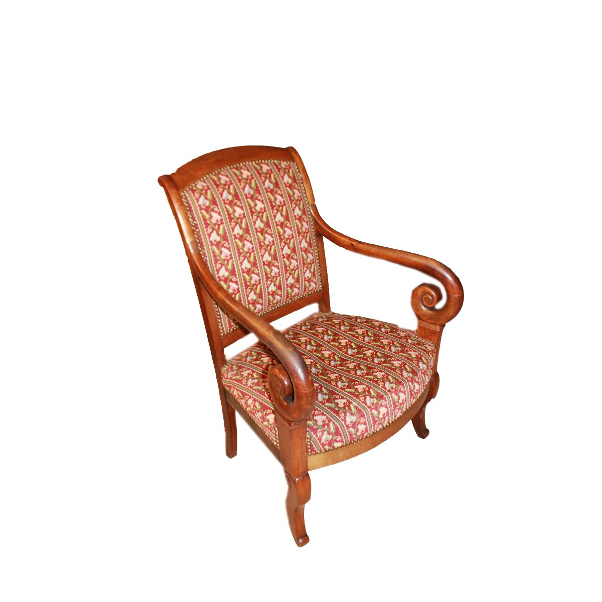 Fauteuil français ancien style Directoire en acajou, XIXe siècle
