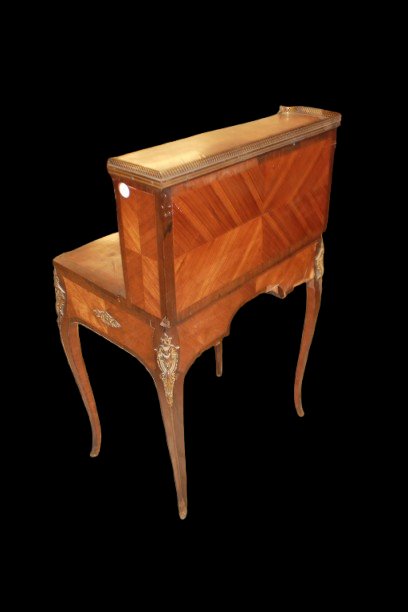 Petit bureau bonheur-du-jour français style Louis XV en bois de rose, milieu XIXe siècle-photo-1