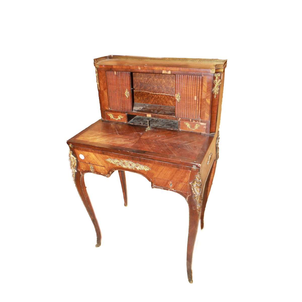 Petit bureau bonheur-du-jour français style Louis XV en bois de rose, milieu XIXe siècle
