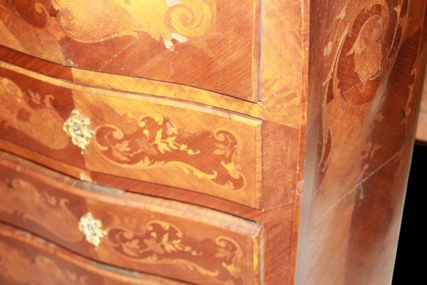Secrétaire français style Louis XV en bois de rose avec marqueterie florale, milieu XIXe siècle-photo-4