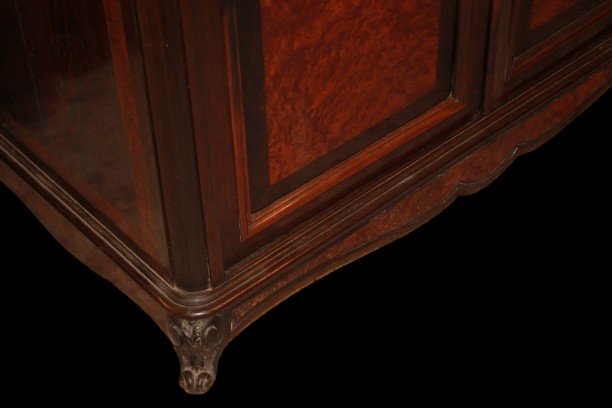 Commode à rideau française style Louis-Philippe en palissandre et loupe d’orme, fin XIXe siècle-photo-4