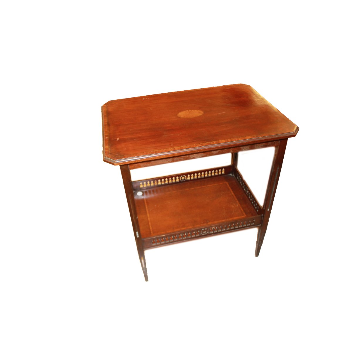 Victorian Coffee Table With Two Shelves, Made Of Mahogany With Inlay Work