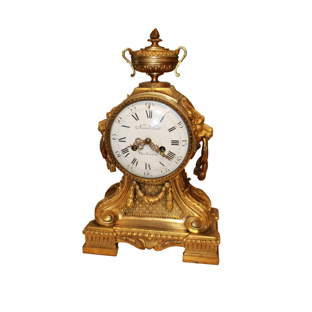 Elegant French Mantel Clock Made Of Mercury-gilded Bronze