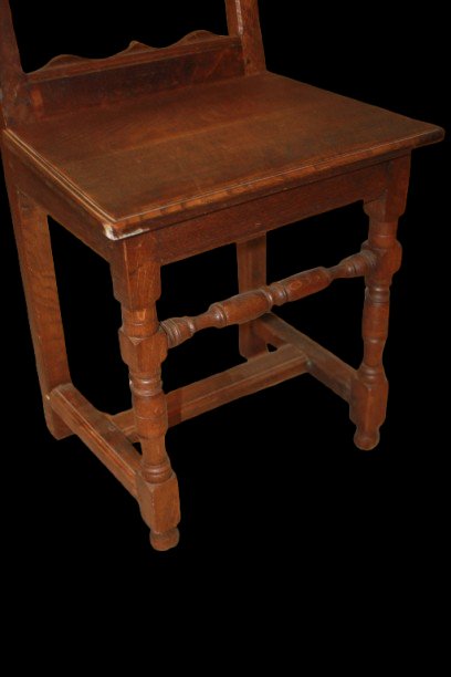 Suite de 4 chaises rustiques françaises en chêne, fin XIXe siècle-photo-4