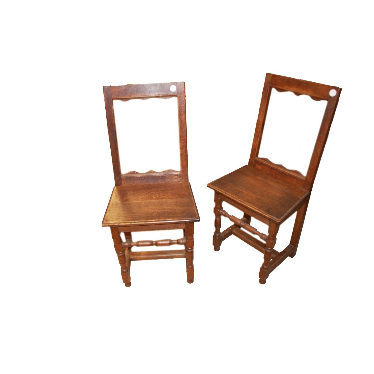 Suite de 4 chaises rustiques françaises en chêne, fin XIXe siècle