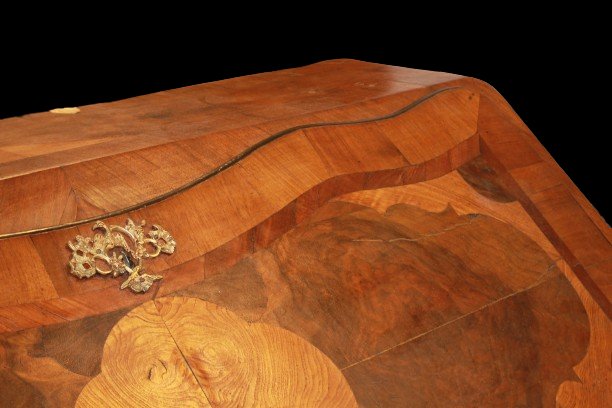 Bureau à pente français style Louis XV avec marqueterie, fin XVIIIe siècle-photo-2