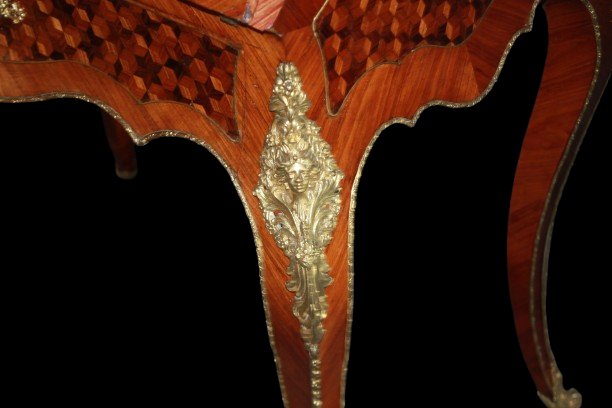Stunning 1800s French Louis XV Folding Table With Bronze Accents-photo-2