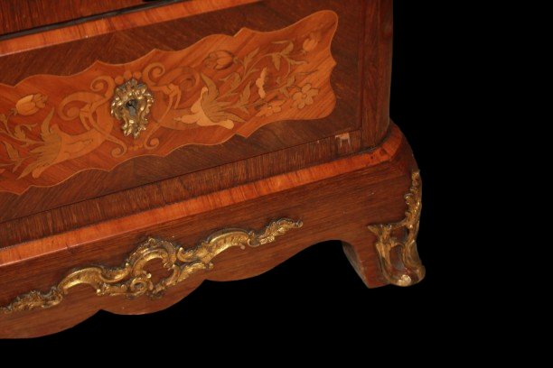 Semainier français style Napoléon III avec marqueterie florale et bronzes dorés, seconde moitié-photo-4