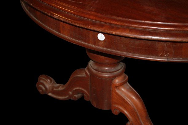 19th-century Victorian-style English Extendable Round Table In Mahogany-photo-2