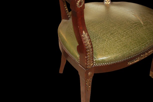 19th-century Empire-style Mahogany Armchair With Bronze Accents-photo-2