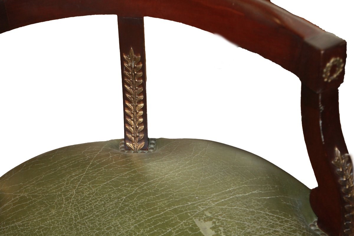 19th-century Empire-style Mahogany Armchair With Bronze Accents-photo-3
