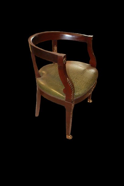 19th-century Empire-style Mahogany Armchair With Bronze Accents-photo-1