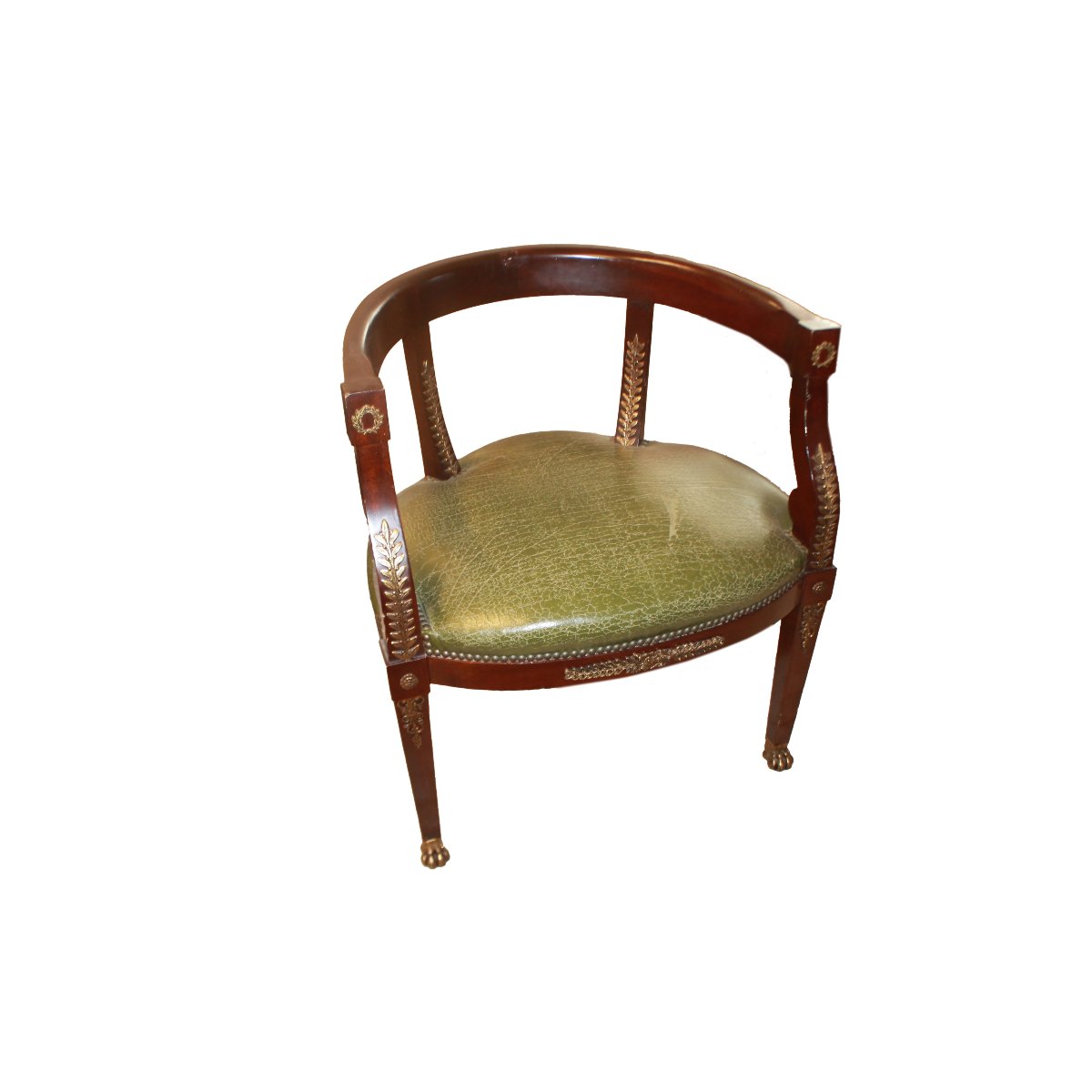 19th-century Empire-style Mahogany Armchair With Bronze Accents