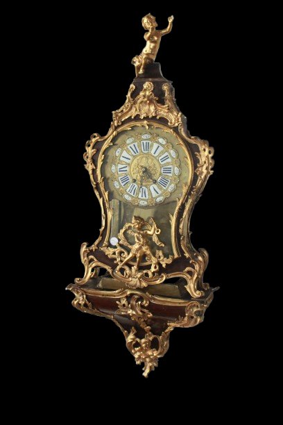 horloge murale française style Louis XV en palissandre et bronze doré, seconde moitié du XVIIIe-photo-1