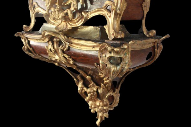 horloge murale française style Louis XV en palissandre et bronze doré, seconde moitié du XVIIIe-photo-4
