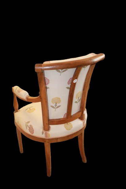 Ensemble de 4 fauteuils d’Europe du Nord style Biedermeier en merisier, début XXe siècle-photo-1