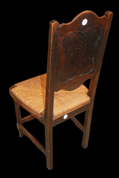 Set Of 6 Finely Carved Provençal-style Chairs With Straw-woven Seats-photo-2