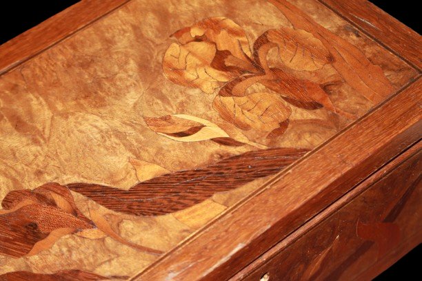 Coffret Art Nouveau Français en Bois Marqueté, Loupe, Début XXe Siècle 2-photo-2