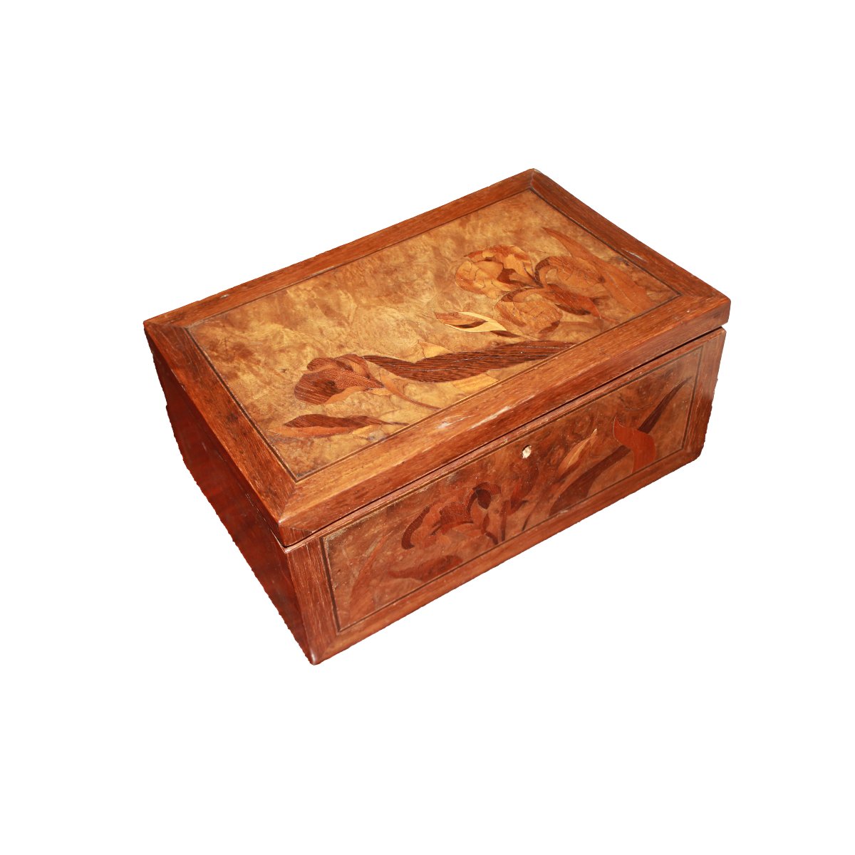 Coffret Art Nouveau Français en Bois Marqueté, Loupe, Début XXe Siècle 2