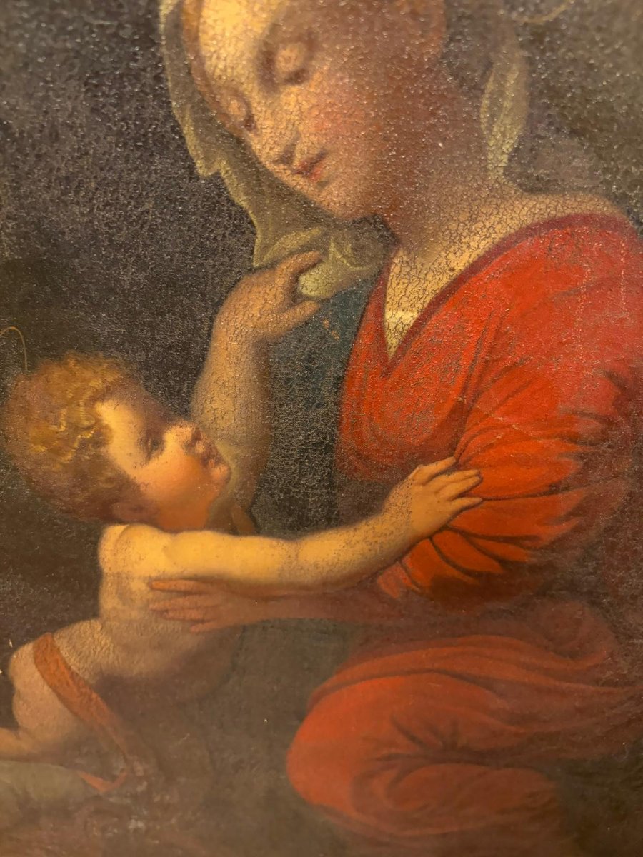 Madonna And Child (similar To "vierge Au Voile") – Antique Oil On Canvas, In A Rich Gilded Frame With P-photo-3
