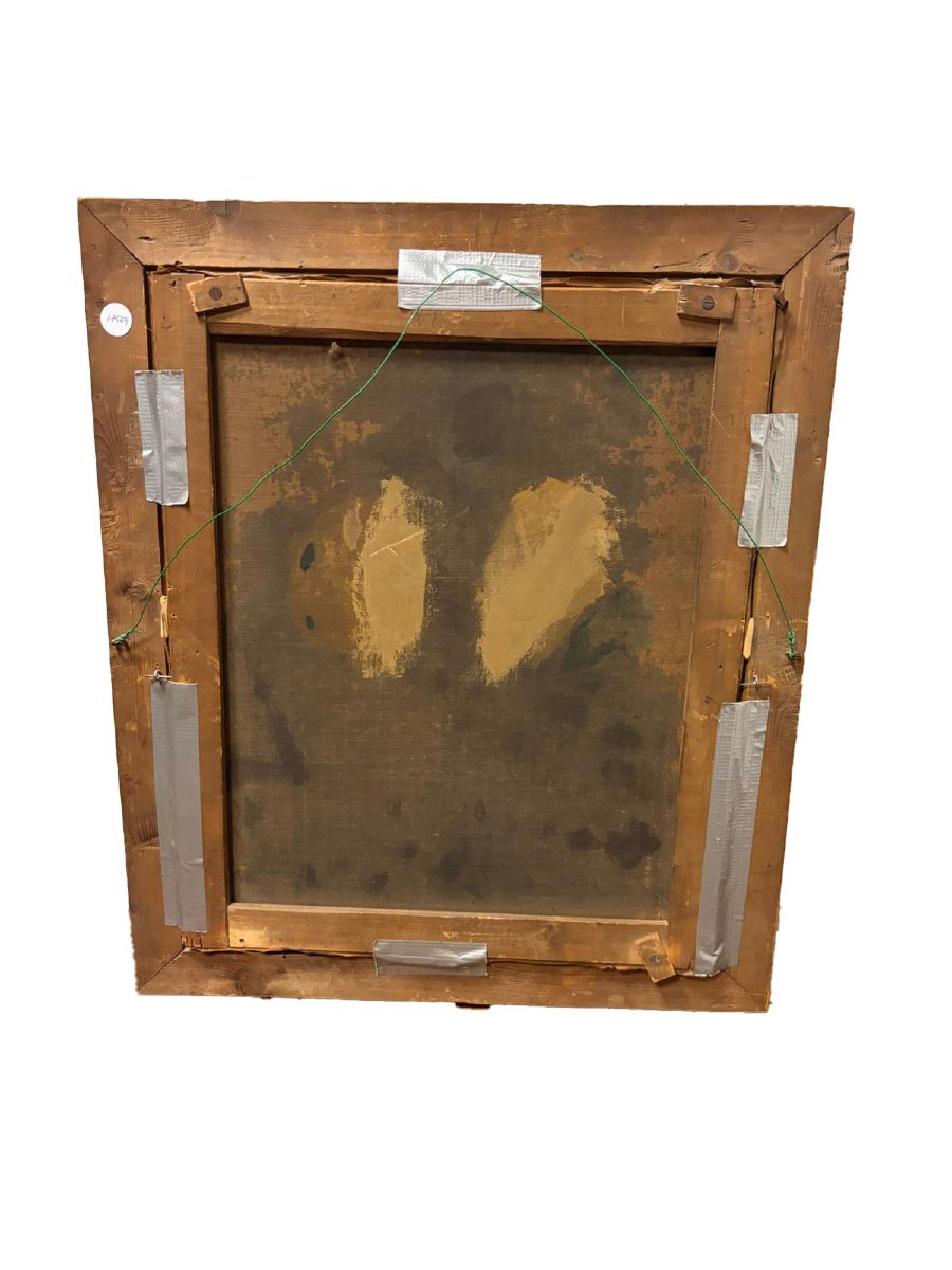 Madonna And Child (similar To "vierge Au Voile") – Antique Oil On Canvas, In A Rich Gilded Frame With P-photo-1