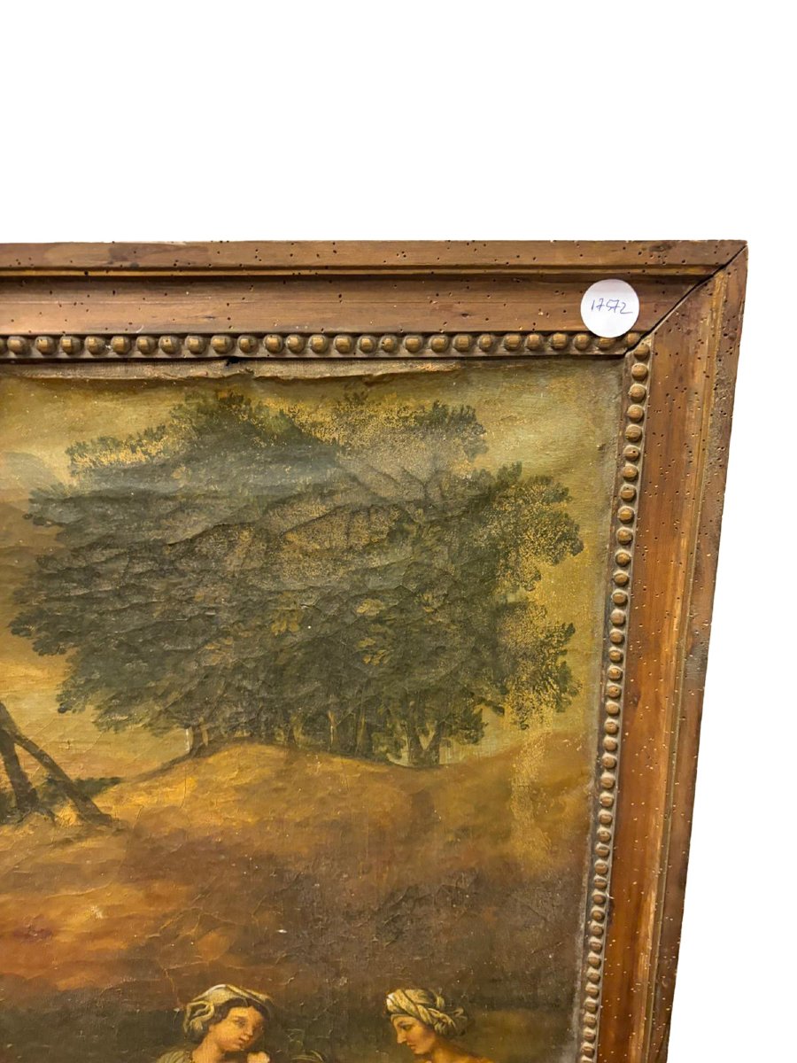 The Preaching Of St. John The Baptist – Antique Oil On Canvas, In A Period Frame-photo-4