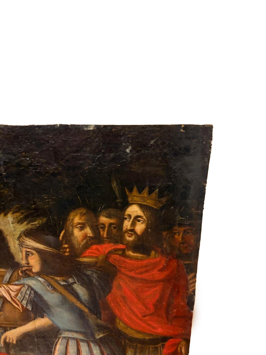 Tableau religieux français du XVIIe siècle – Martyre de Saint Sébastien-photo-4