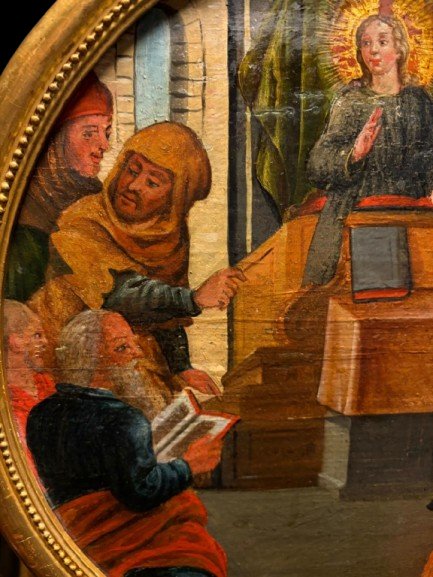 Paire de tableaux religieux français du XVIIIe siècle – Crucifixion et Jésus parmi les Doc-photo-4